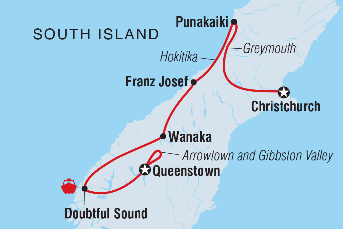 Premium New Zealand South Island Itinerary Map