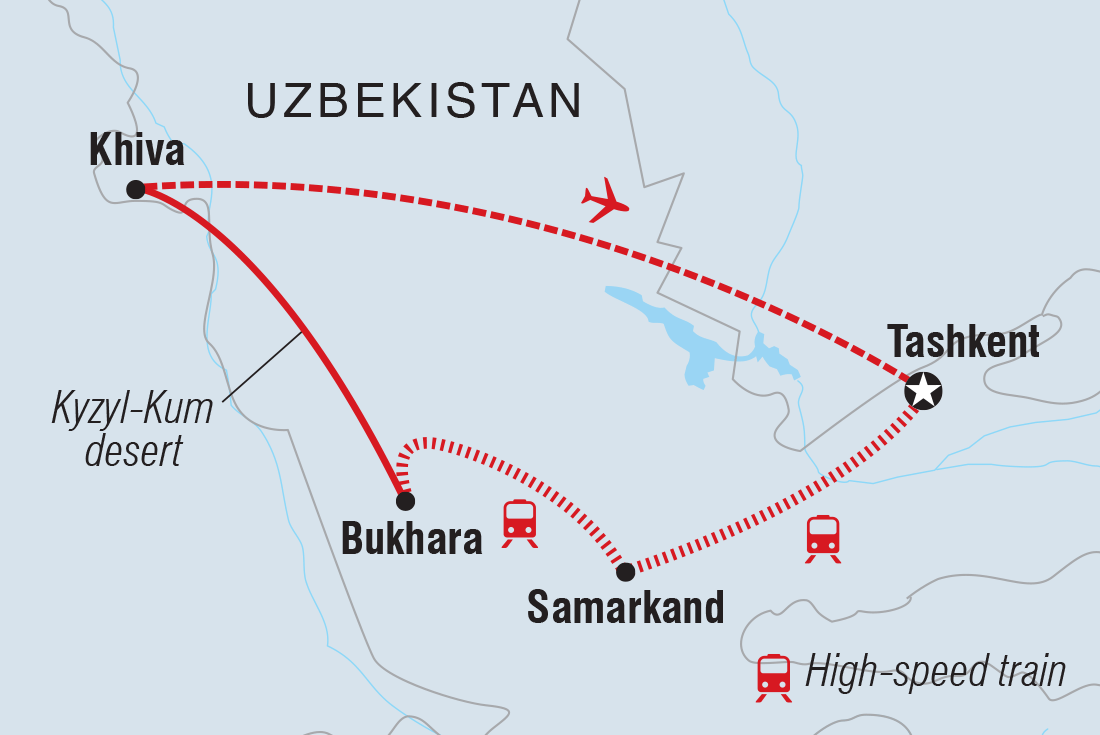 Premium Uzbekistan Itinerary Map