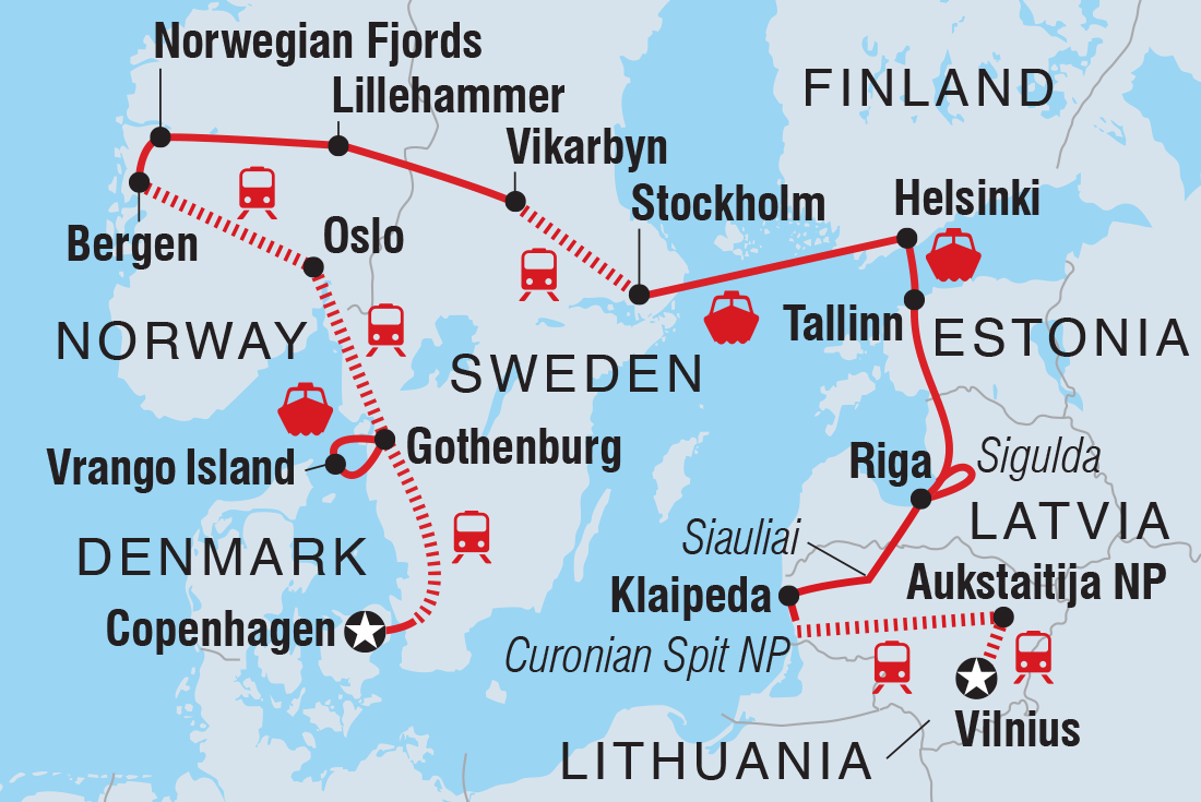 Scandinavia & Baltic Circuit Itinerary Map