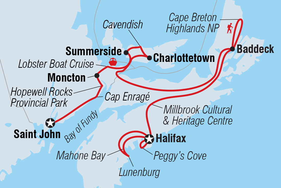 Best of the Canadian Maritimes Itinerary Map