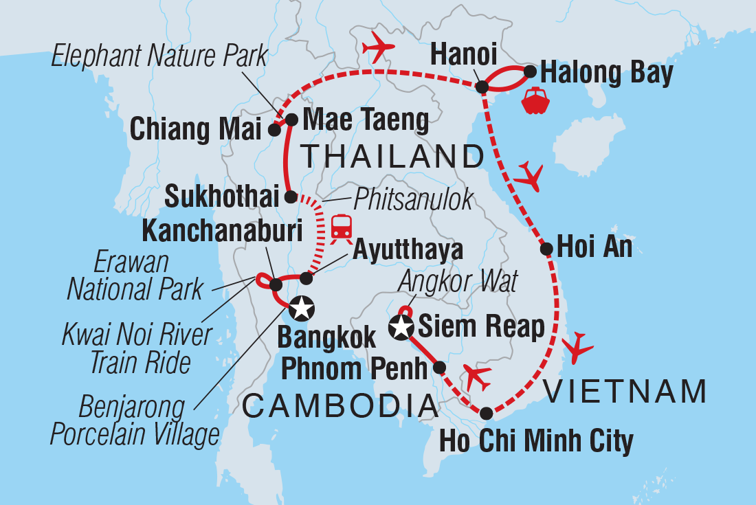 Premium South East Asia in Depth Itinerary Map