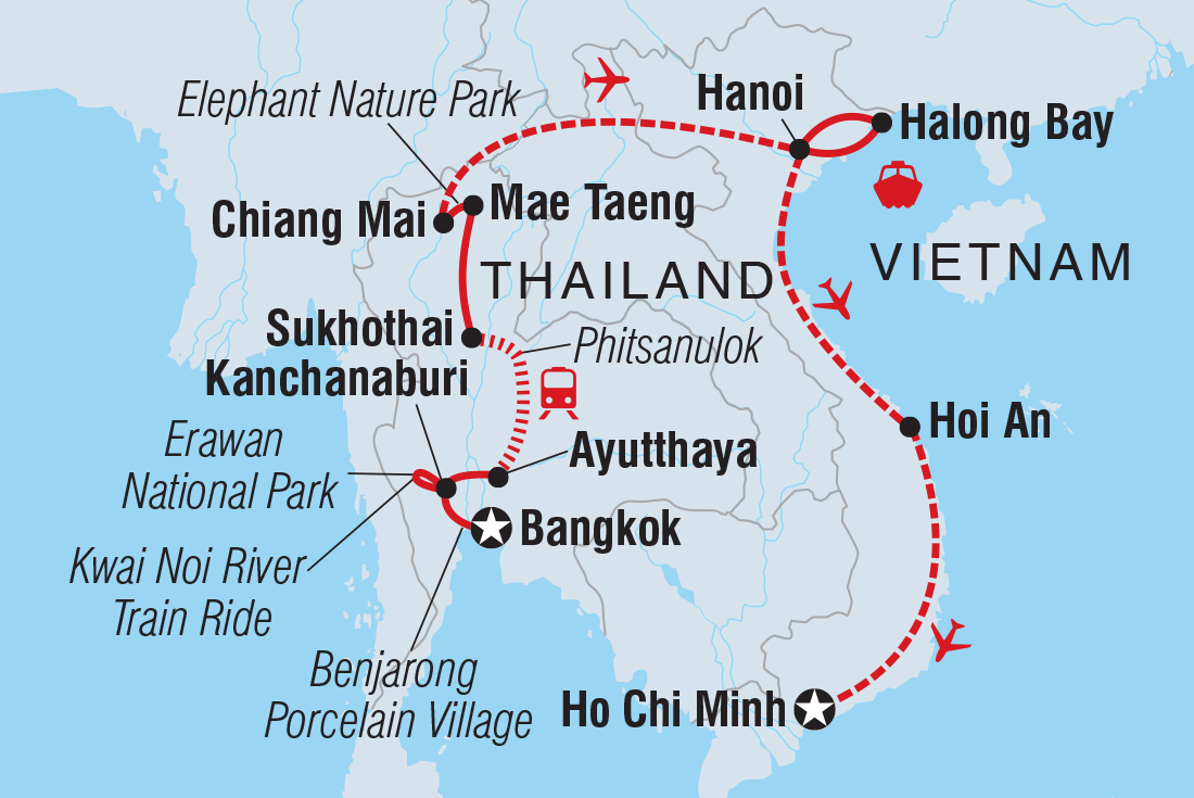 Premium Thailand and Vietnam Itinerary Map