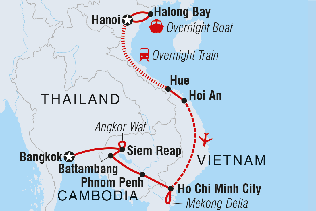 Best of Vietnam & Cambodia Itinerary Map