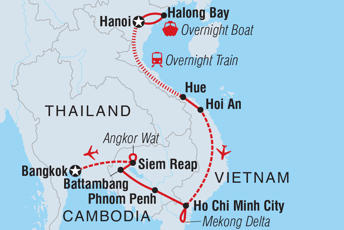 Best of Vietnam & Cambodia Itinerary Map