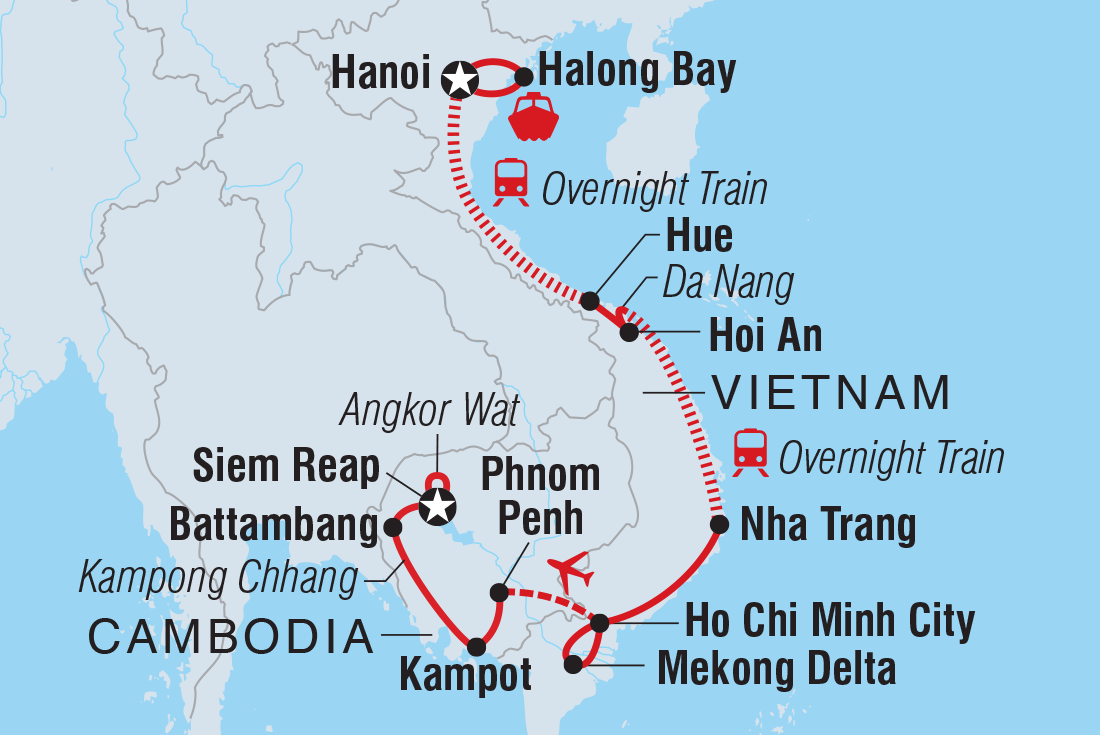 Vietnam & Cambodia Real Food Adventure Itinerary Map