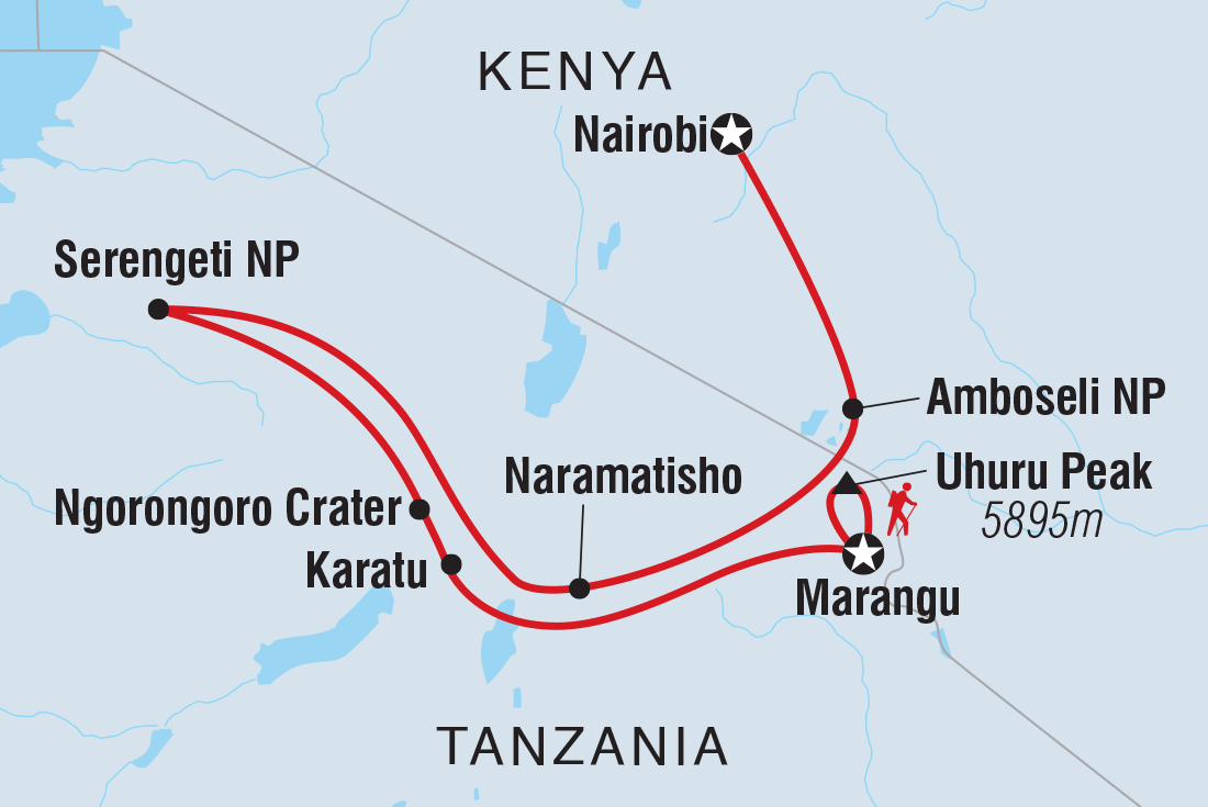 Serengeti & Kilimanjaro route map