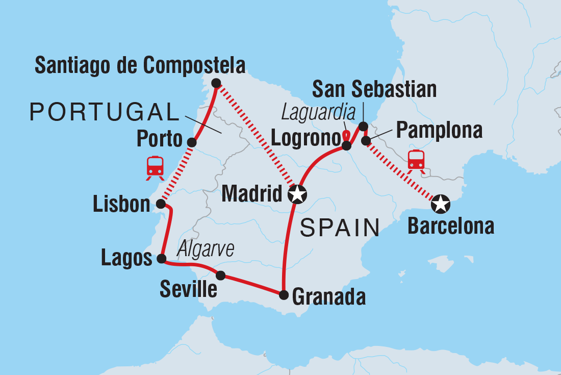 Classic Spain and Portugal Itinerary Map