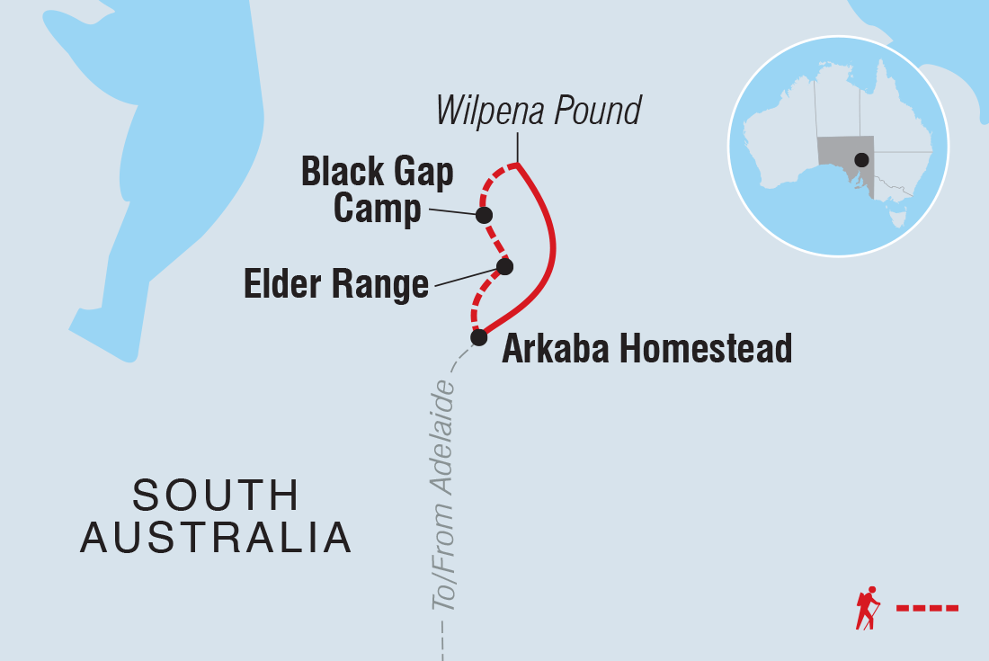 South Australia's Arkaba Walk (ex-Adelaide) Itinerary Map
