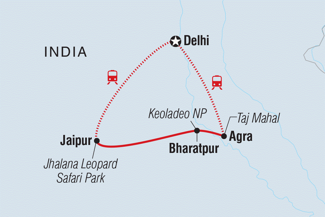 India Golden Triangle Premium Family Holiday Itinerary Map