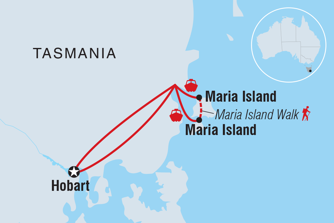 Tasmania's Maria Island Walk (Portered) Itinerary Map