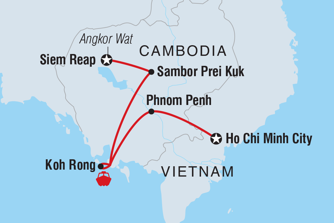 One Week in Cambodia Itinerary Map