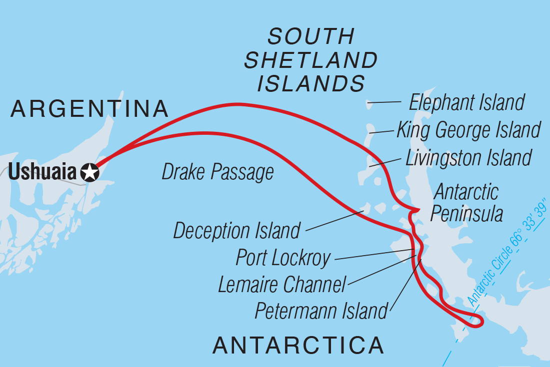 Crossing the Antarctic Circle (Ocean Albatros) route map
