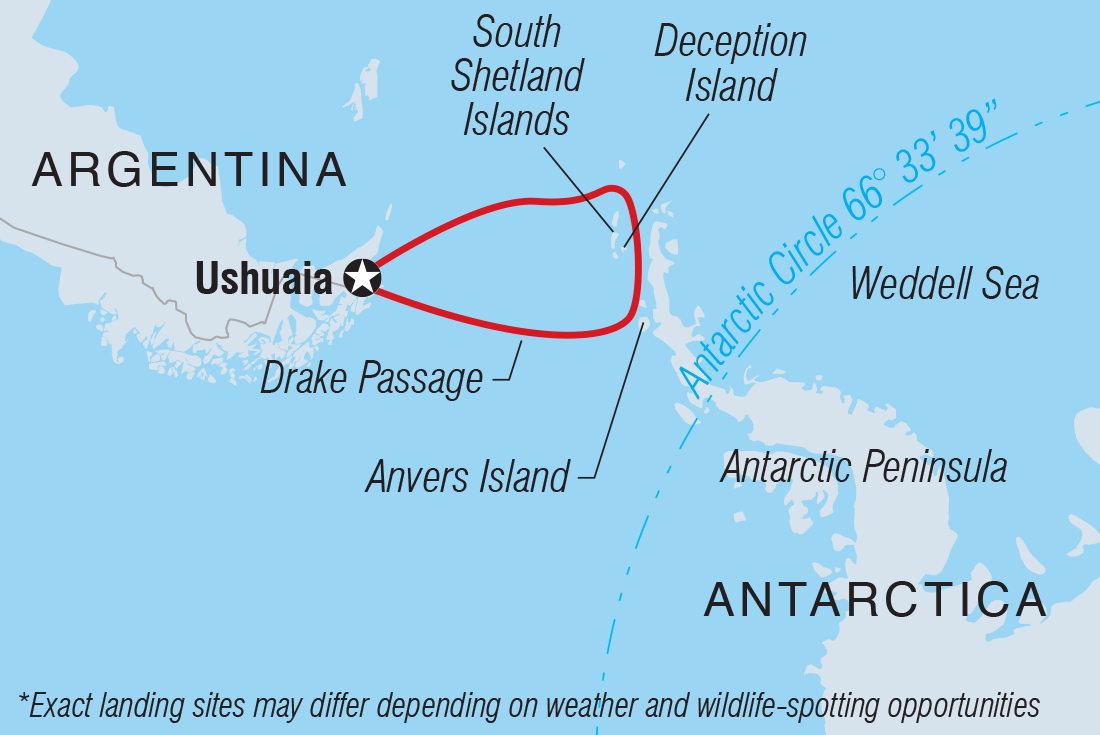 Antarctic Peninsula: The Classic Voyage (Ocean Victory) Itinerary Map