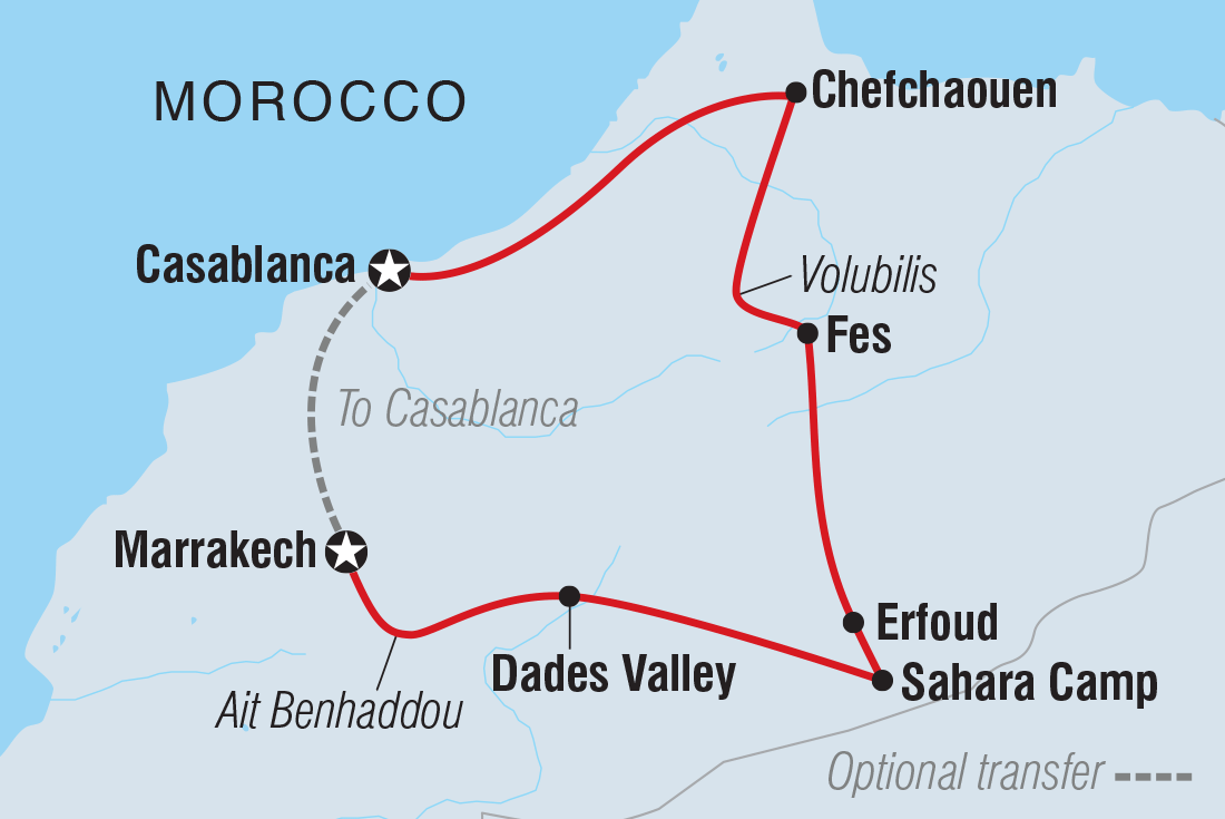 Morocco Premium Family Holiday Itinerary Map