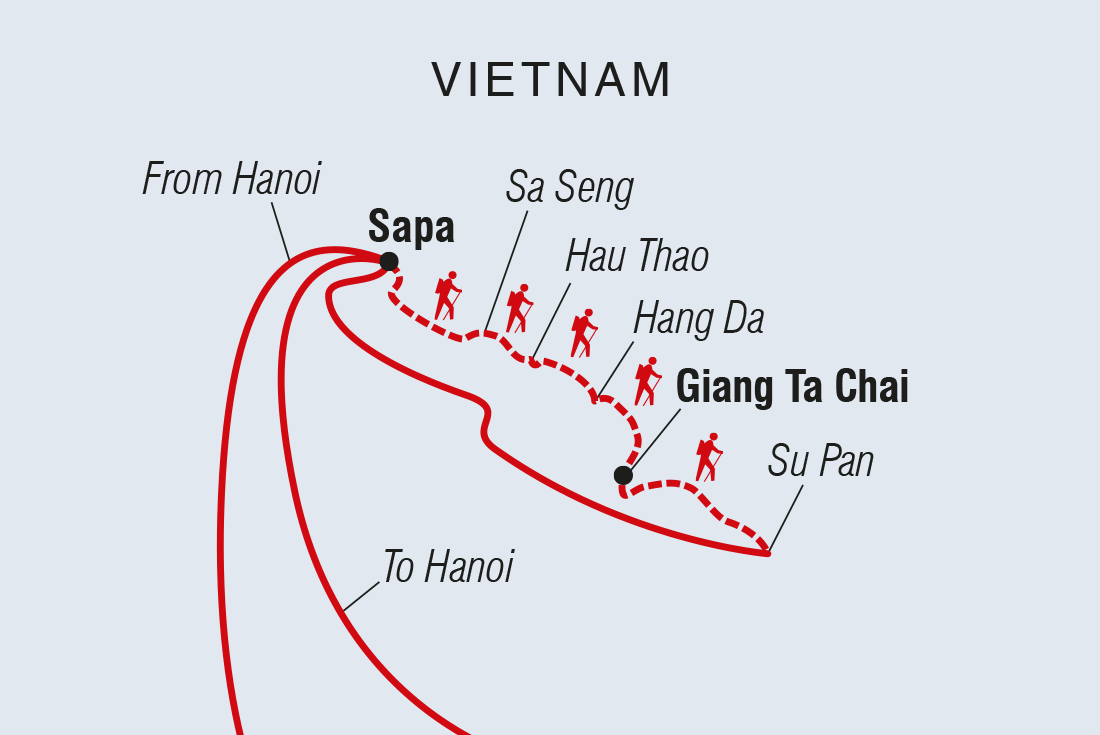 Hiking in Sapa Independent Short Break Itinerary Map