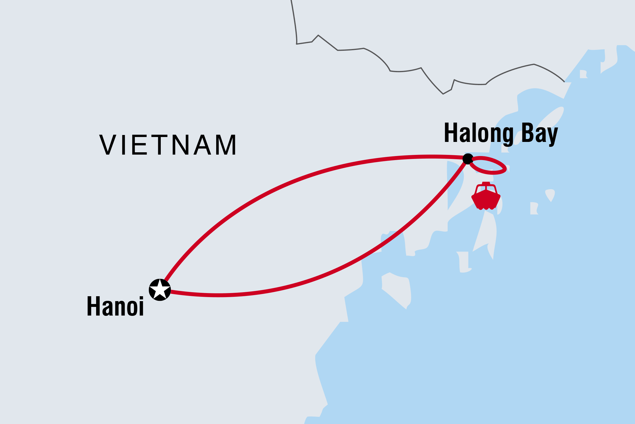 Halong Bay Junk Cruise Independent Short Break Itinerary Map