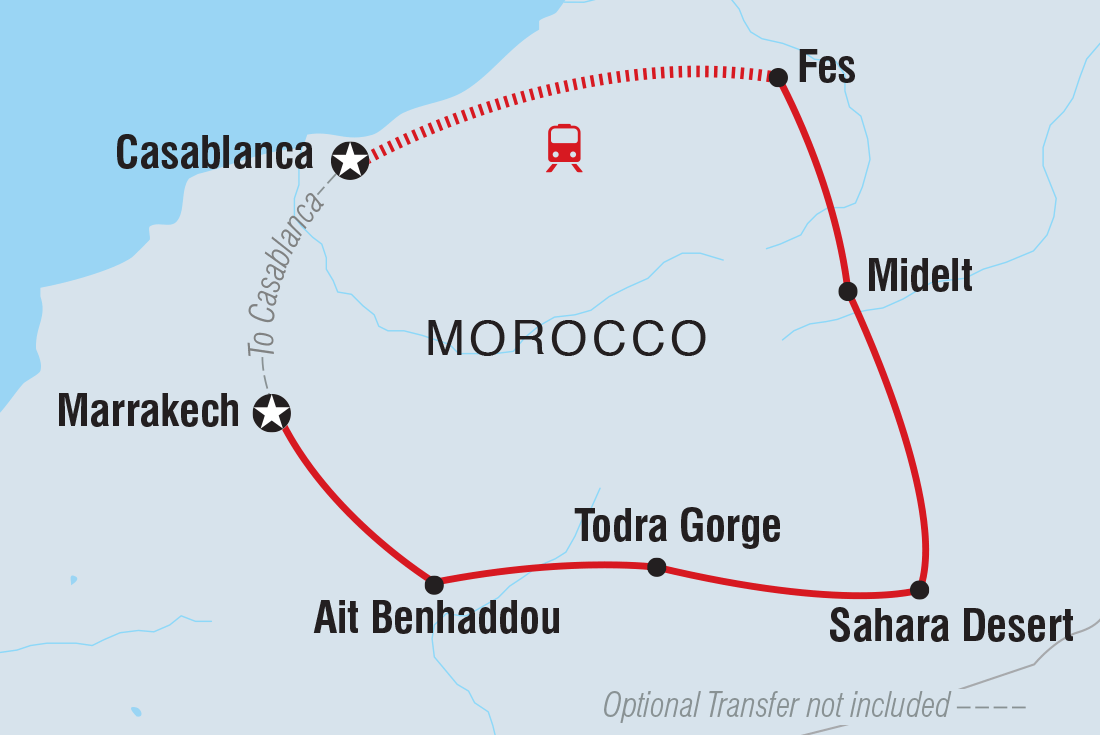 Morocco Family Holiday Comfort Itinerary Map
