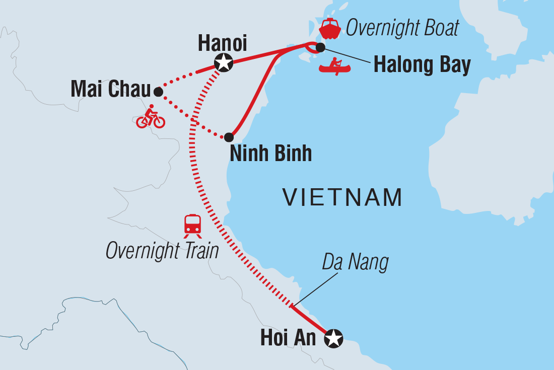 Vietnam Family Holiday with Teenagers Itinerary Map