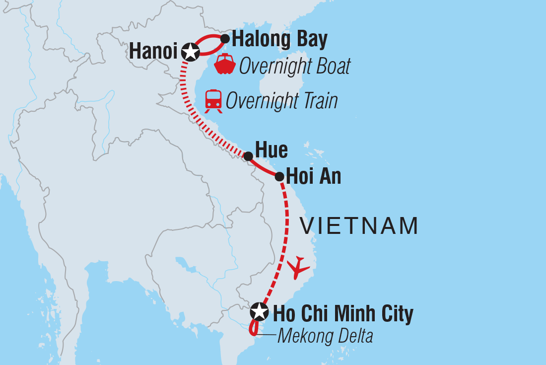 Vietnam Express Southbound Itinerary Map