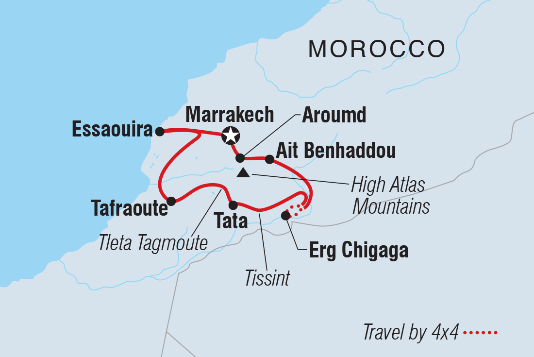 South Morocco Discovery Itinerary Map