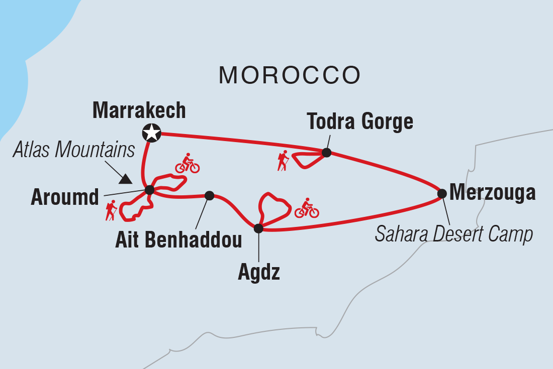 Morocco: Hike & Bike Itinerary Map