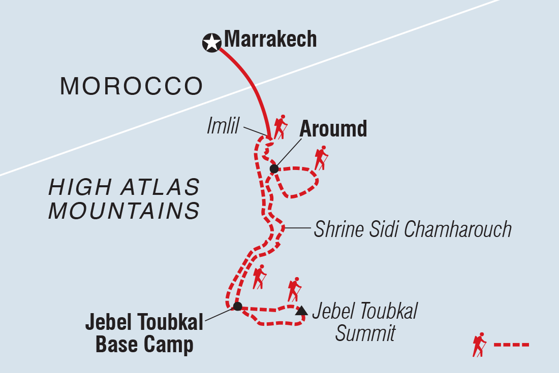 Mount Toubkal Trek Itinerary Map