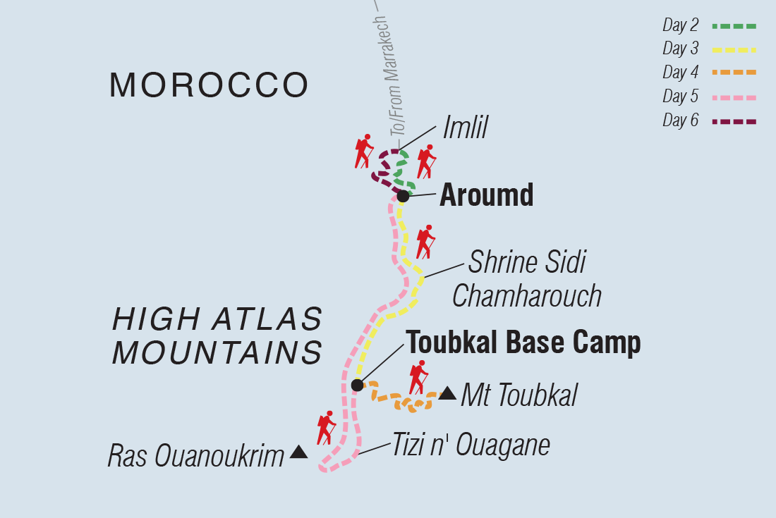 Mount Toubkal Winter Trek Itinerary Map