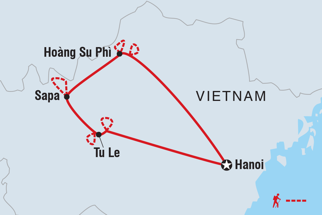 Premium Walking & Hiking in Vietnam route map
