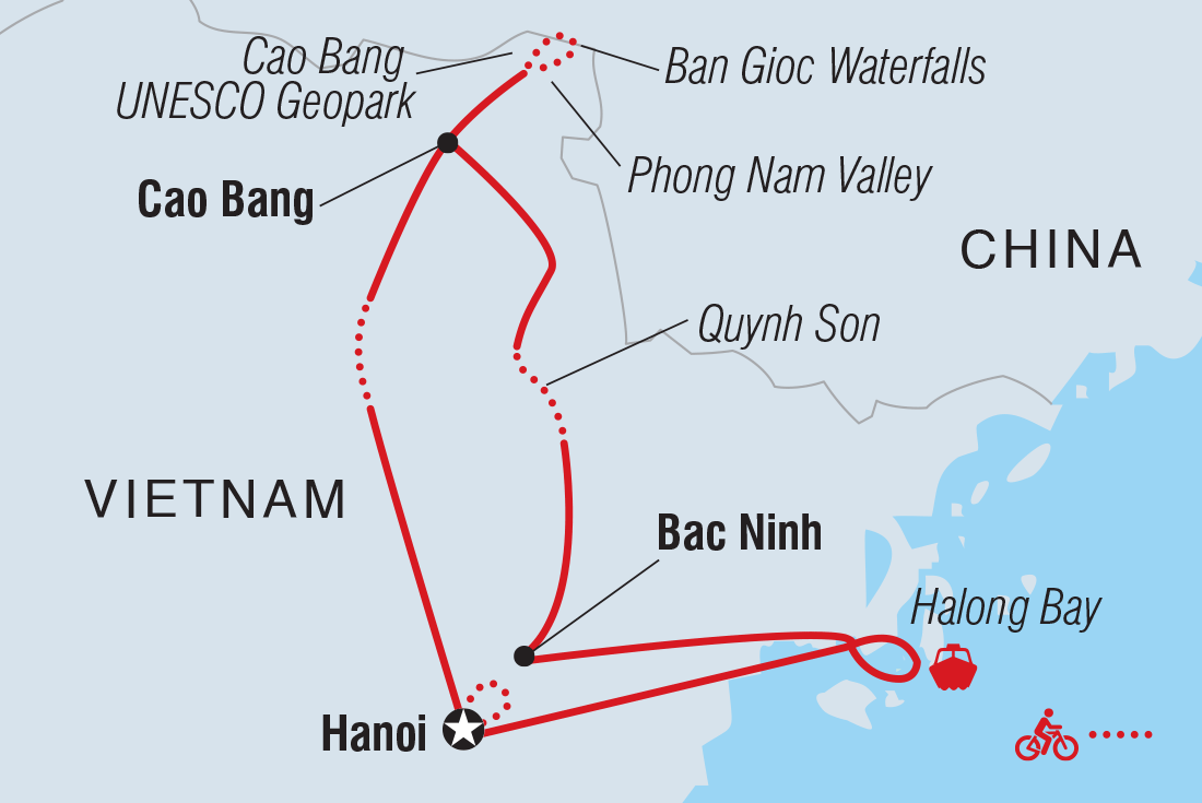 Cycle Northern Vietnam route map