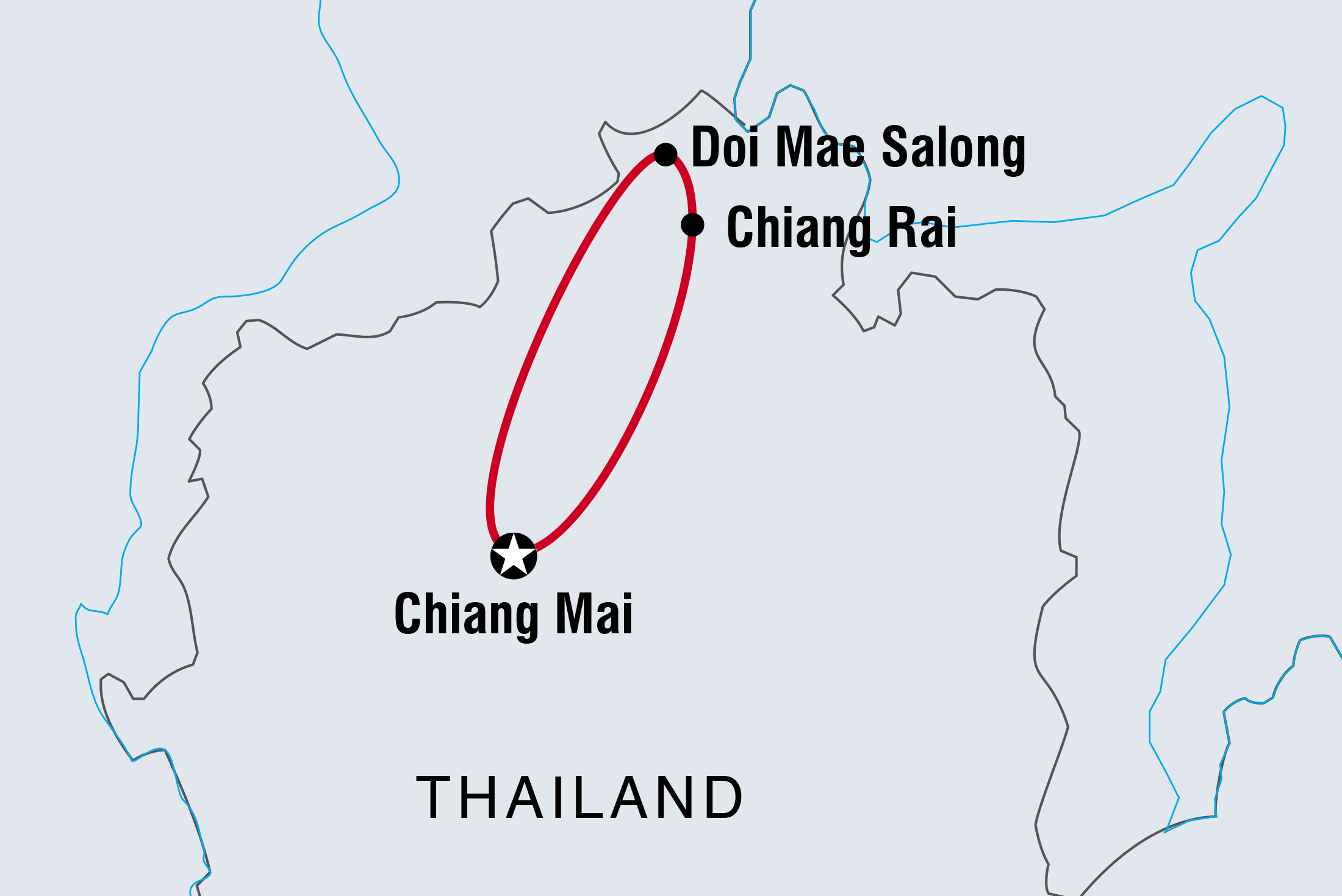 Thailand Independent Short Break: Chiang Mai & Golden Triangle route map
