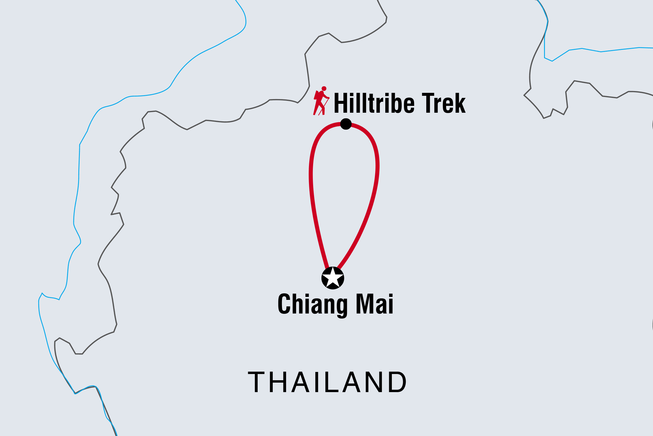 Thailand Independent Short Break: Chiang Mai & Hilltribe Trek route map