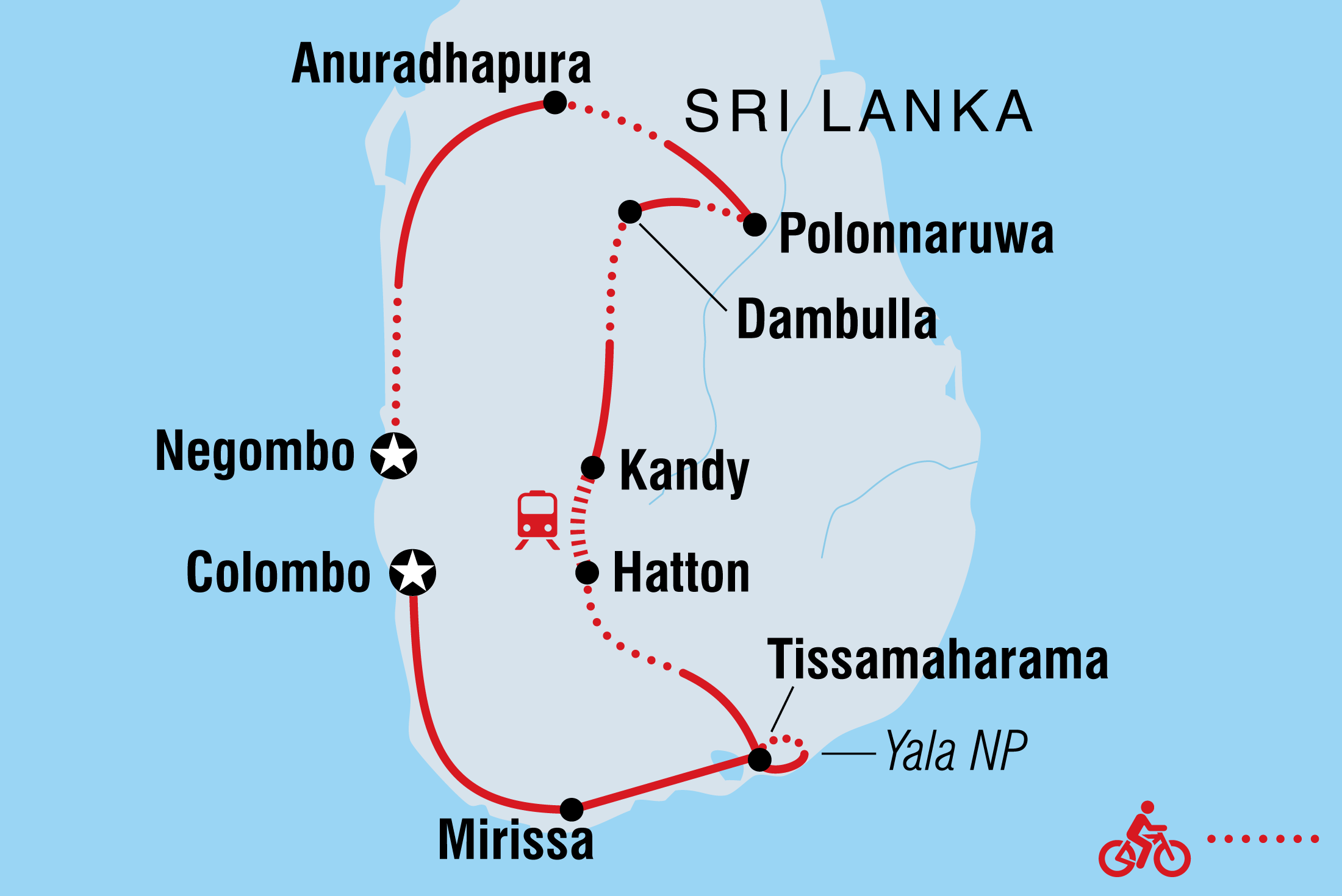 Cycle Sri Lanka Itinerary Map