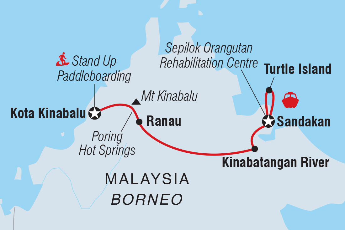 Borneo Family Holiday Itinerary Map