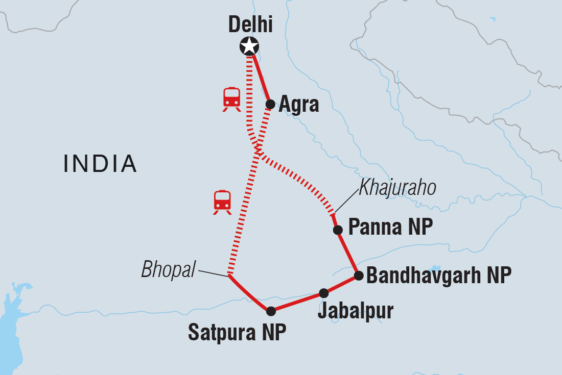 India Safari Itinerary Map