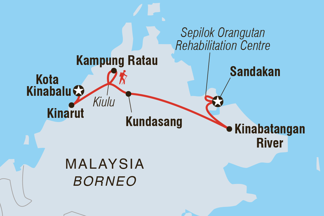 18 to 35s Real Borneo Itinerary Map