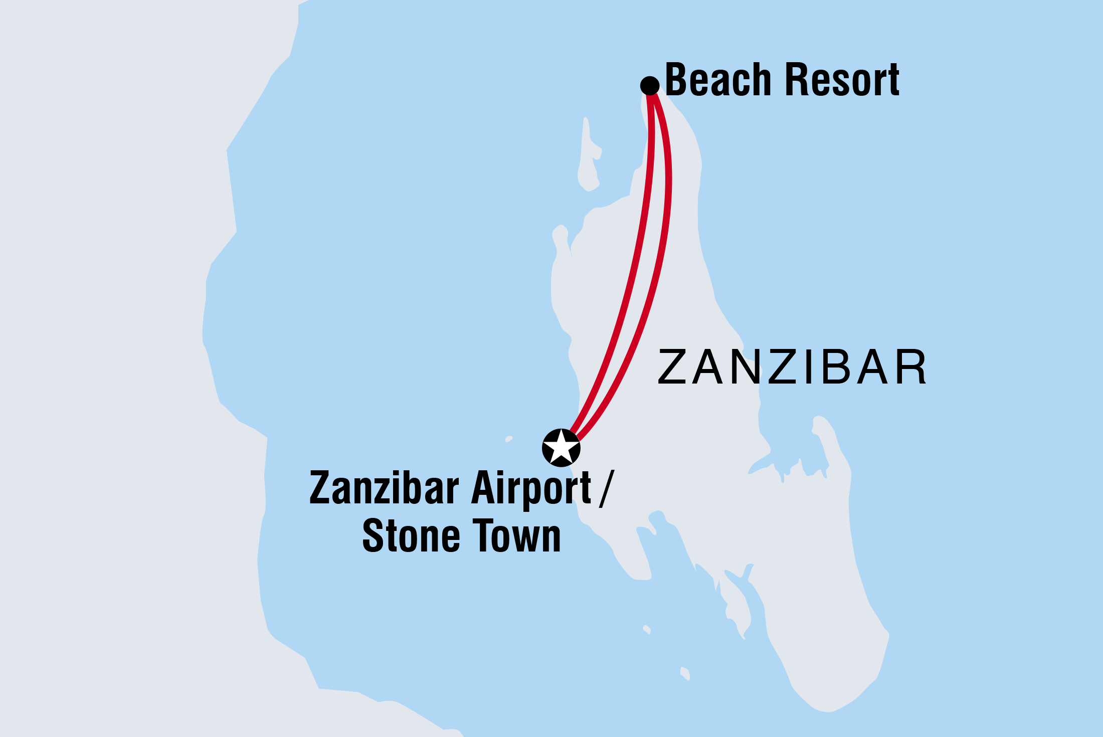 Zanzibar Independent Short Break route map