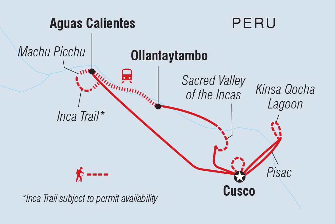 Premium Walking & Hiking in Peru Itinerary Map