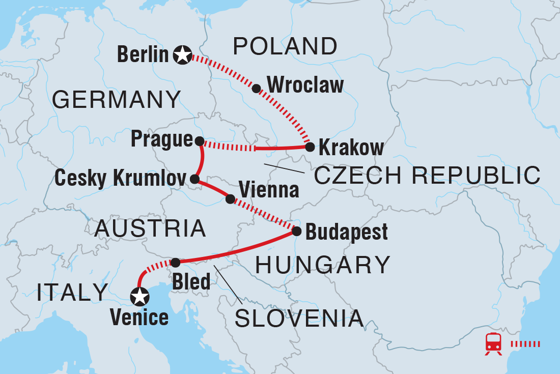 18 to 35s Real Central Europe Itinerary Map