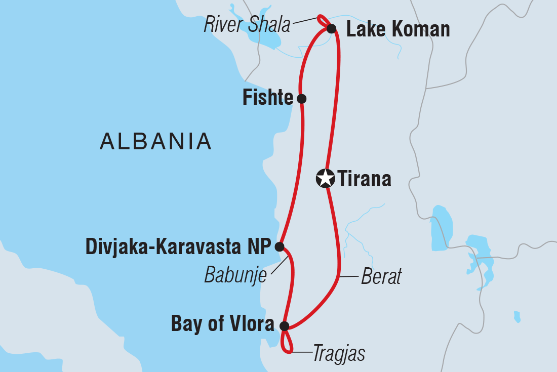 Albania Adventure Itinerary Map