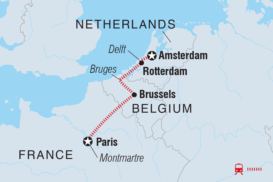 Classic Paris to Amsterdam Itinerary Map