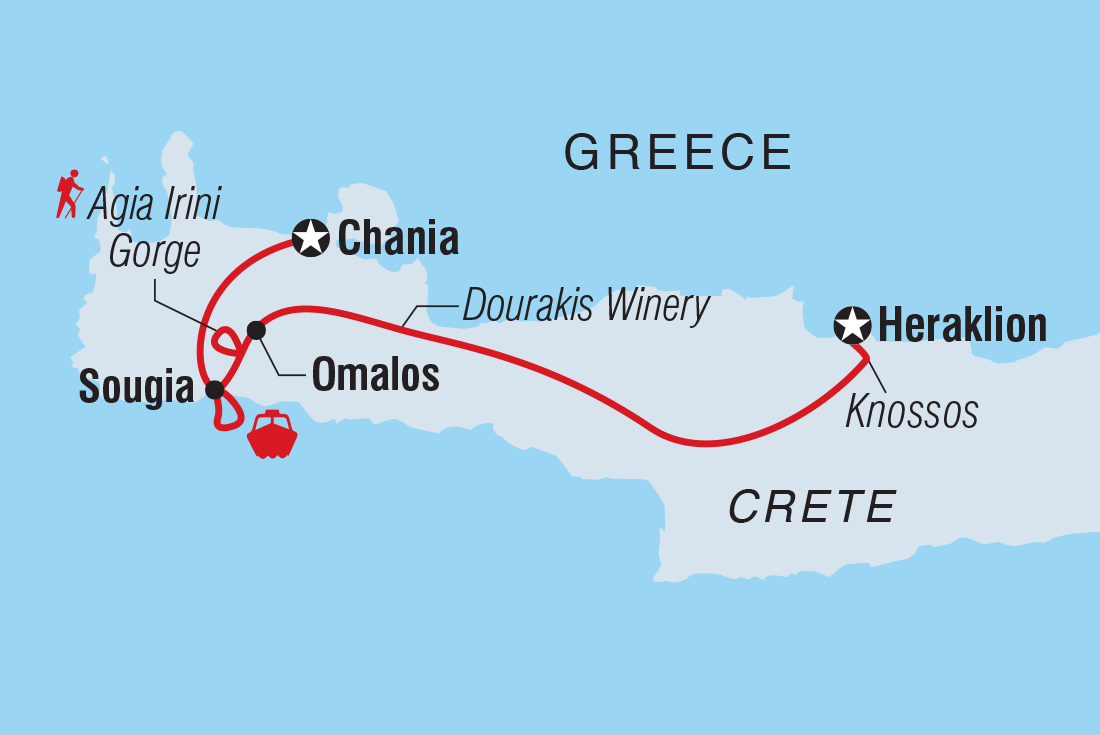 Highlights of Crete Itinerary Map