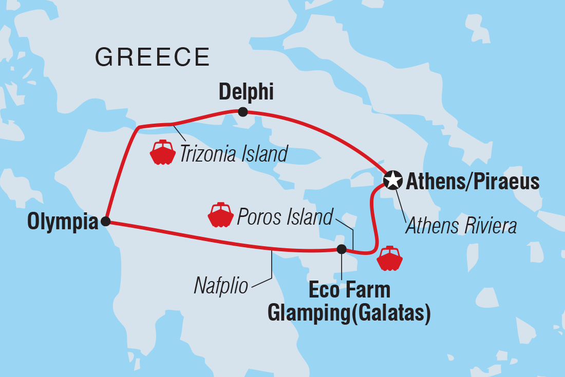 Greece Family Holiday Itinerary Map