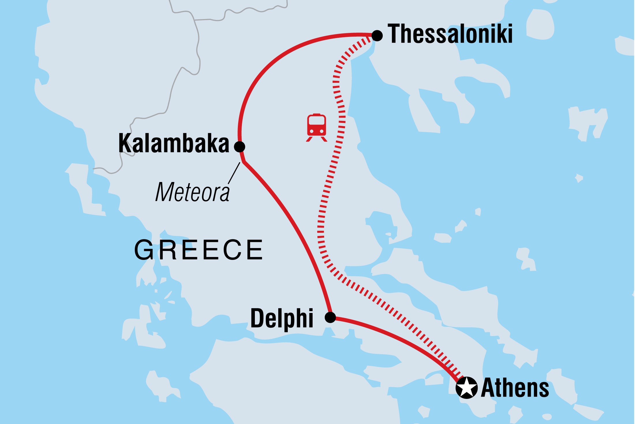 Mainland Greece Discovery Itinerary Map