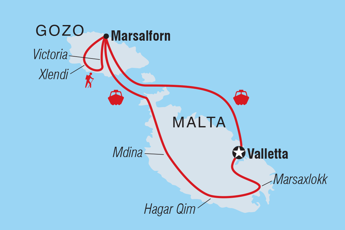 Highlights of Malta & Gozo Itinerary Map