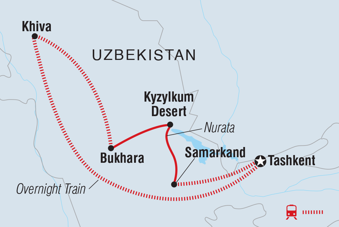 Uzbekistan Adventure Itinerary Map