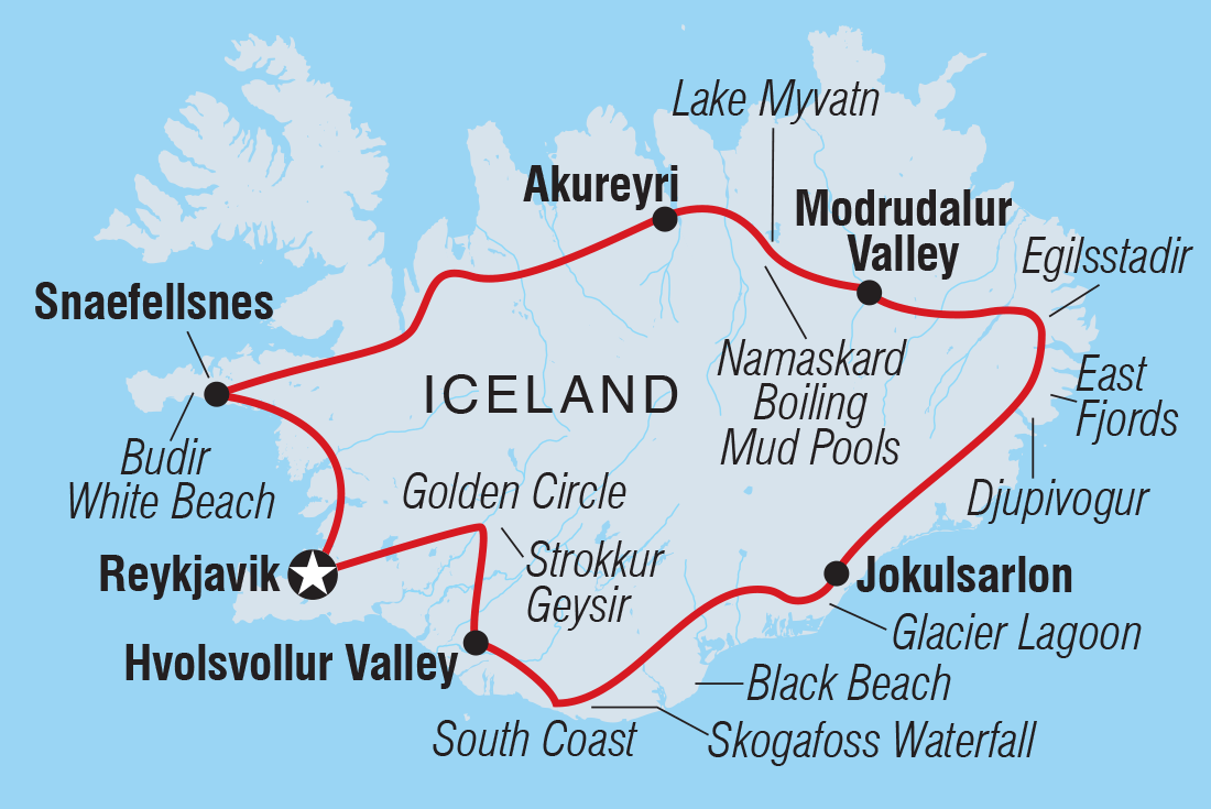 Iceland Discovery Itinerary Map