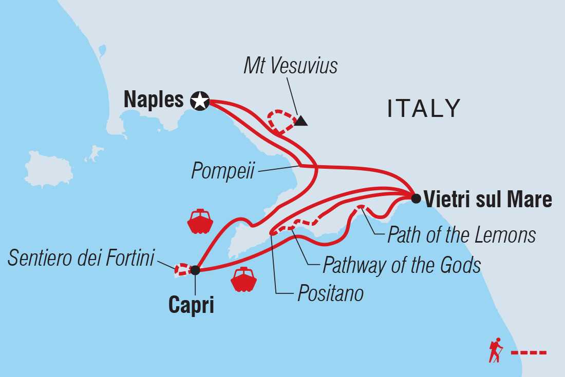 Premium Walking & Hiking on Italy's Amalfi Coast route map