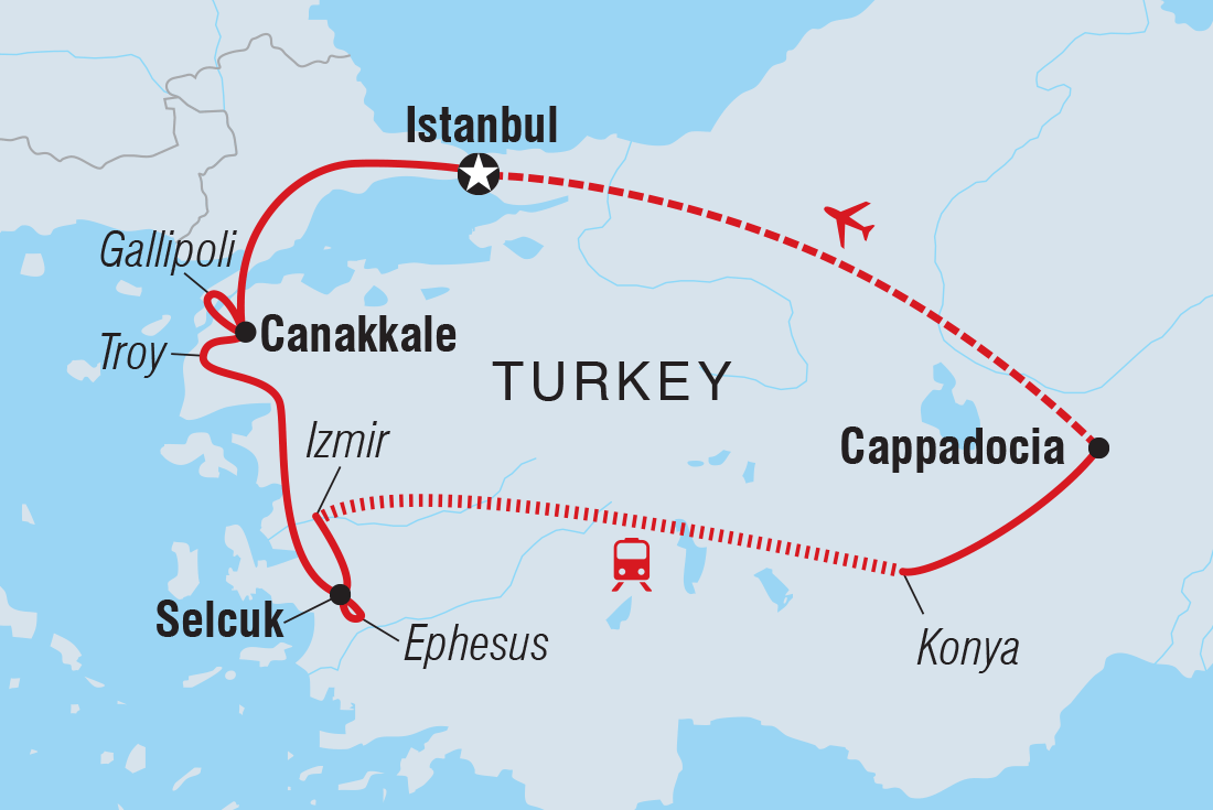 Turkey Highlights Itinerary Map