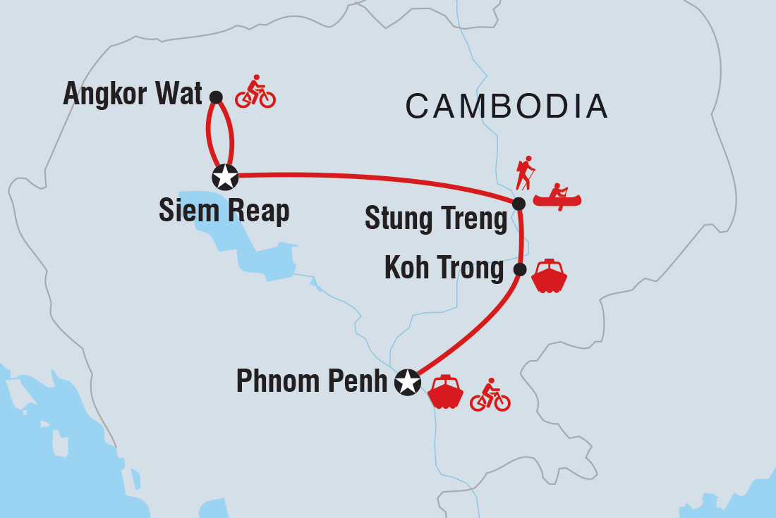 Cambodia: Hike, Bike & Kayak Itinerary Map