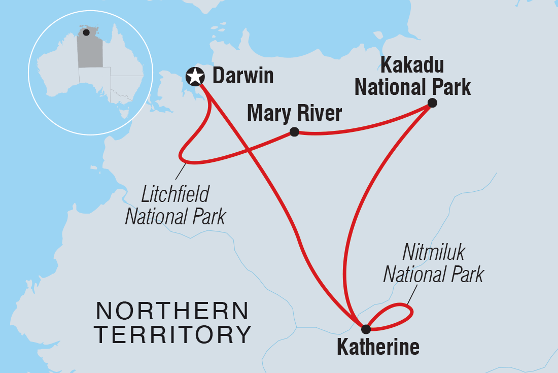 Kakadu, Katherine & Litchfield Explorer route map